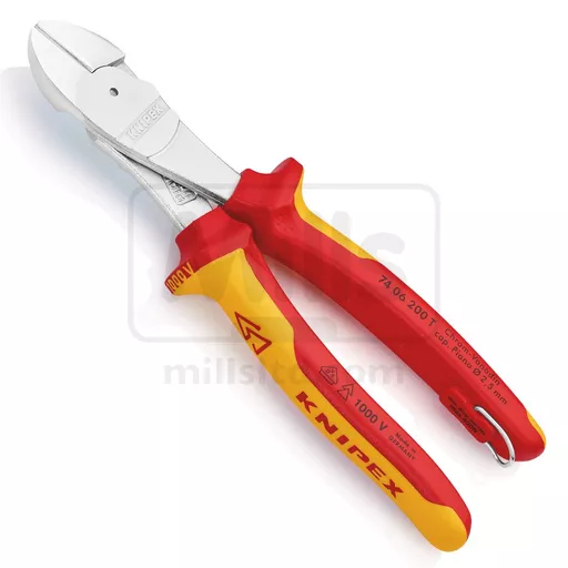Knipex VDE High Leverage Diagonal Cutter 200mm with Tethering Loop