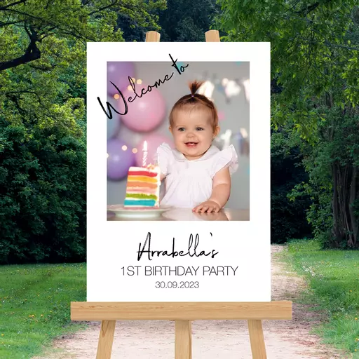 Personalised 1st Birthday Photo Welcome Sign