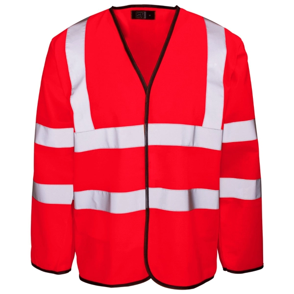 Picture of Supertouch Supertouch Hi Vis Red Long Sleeved Velcro Vest
