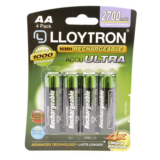 Rechargeable NIMH AccuUltra Battery - AA 2700mAh Pk4