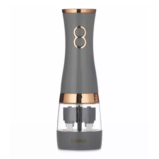 Tower Electric Salt and Pepper Set, Stainless Steel, Black and Rose Gold