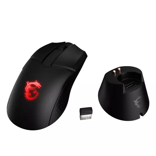 MSI CLUTCH GM41 LIGHTWEIGHT WIRELESS Gaming Mouse 'RGB, upto 20000 DPI, low latency, 74g weight, 80 hours battery life, 6 Programmable button, Symmetrical design, OMRON Switches, Dragon Center'
