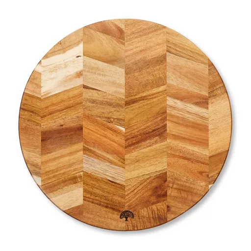 Round Acacia Chevron Chopping Board