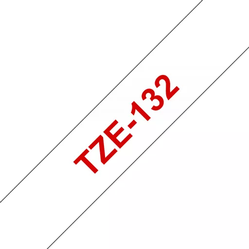 Brother TZE-132 DirectLabel red on Transparent Laminat 12mm x 8m for Brother P-Touch TZ 3.5-18mm/6-12mm/6-18mm/6-24mm/6-36mm