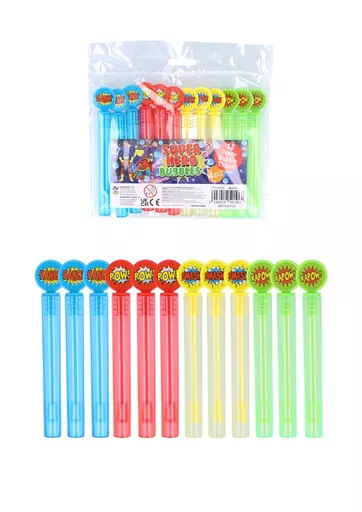 Superhero Mini Bubble Tubes - Pack of 12