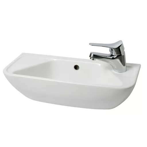 49cm x 22cm 1 Tap Hole Cloakroom Basin with Overflow - White
