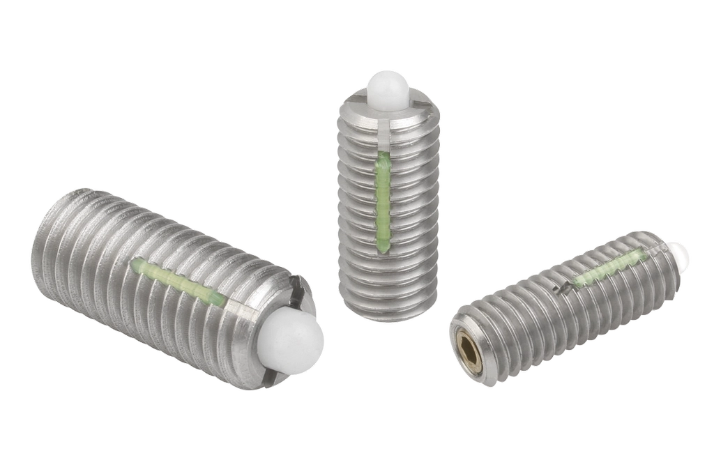 K0330 Inch - Spring Plungers With Hex Socket And POM Thrust Pin In Stainless Steel With Thread Lock
