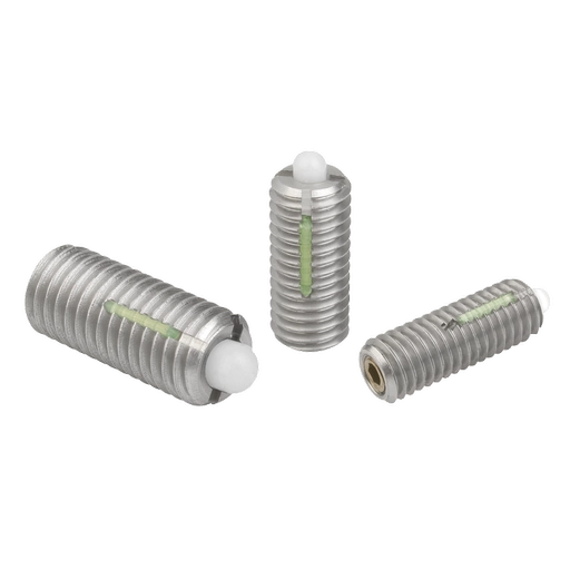 K0330 Inch - Spring Plungers With Hex Socket And POM Thrust Pin In Stainless Steel With Thread Lock