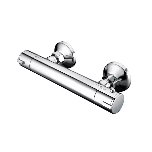 Round Thermostatic Bar Shower Valve with Bottom Outlet - Chrome