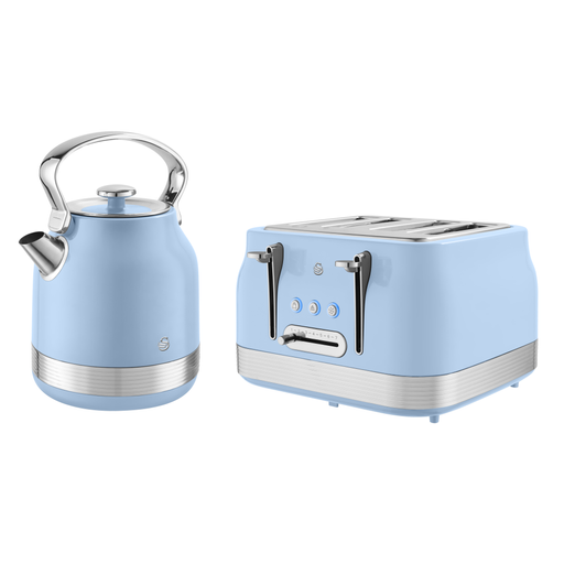 Swan Unisex Blue Retro Kettle And 4 Slice Toaster In - Image 7