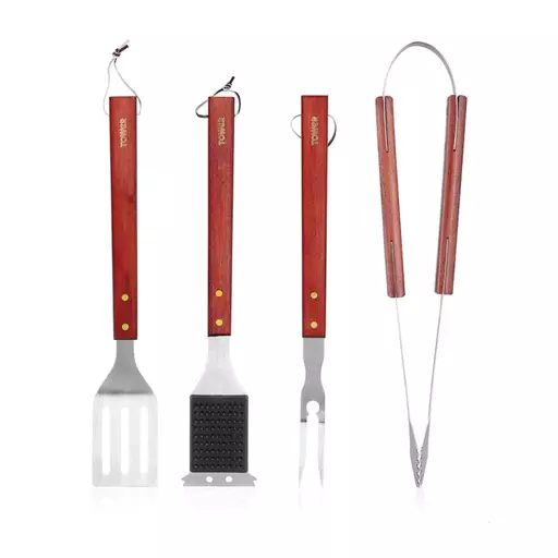 4 Piece Maple Wood BBQ Tools Set