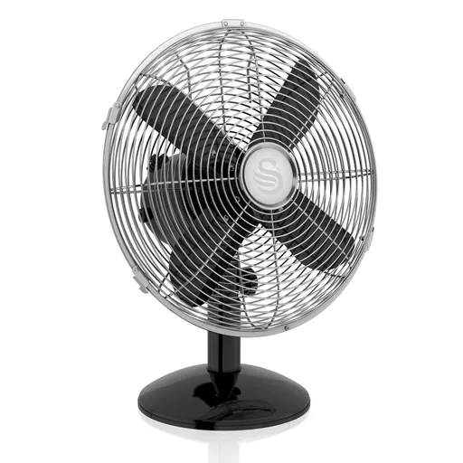 12" Retro Black Desk Fan