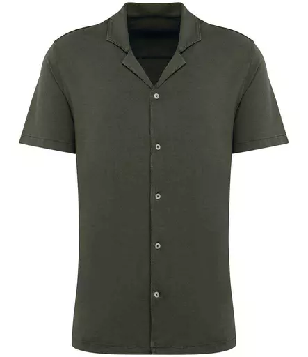 Spasso Jersey Short Sleeve Bowling Collar Shirt