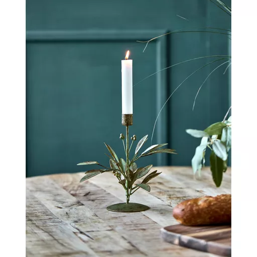 Candle stand, Leaves, Antique green