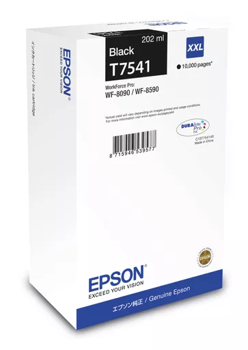 Epson C13T754140/T7541 Ink cartridge black, 10K pages ISO/IEC 24711 202ml for Epson WF 8090