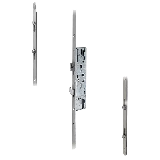 DOORMASTER Universal Lever Operated Latch & Hook - 2 Adjustable Rollers 2 Mushroom (UPVC Door)