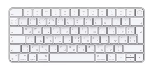 Apple Magic keyboard USB + Bluetooth Russian Aluminium, White