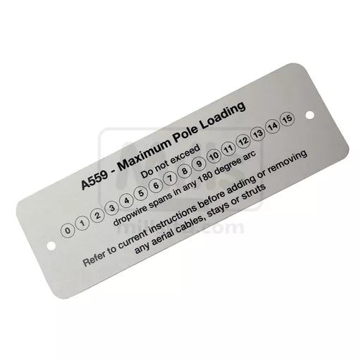 White A559 Pole Testing Label 150mm x 50mm