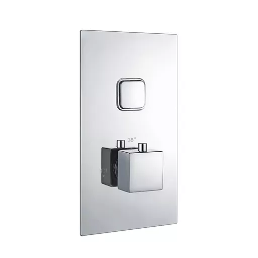 Concealed Thermostatic Shower Valve with Single Square Push Button - Chrome