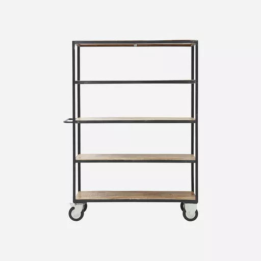 Shelving unit w. 4 wheels, Black/Wood