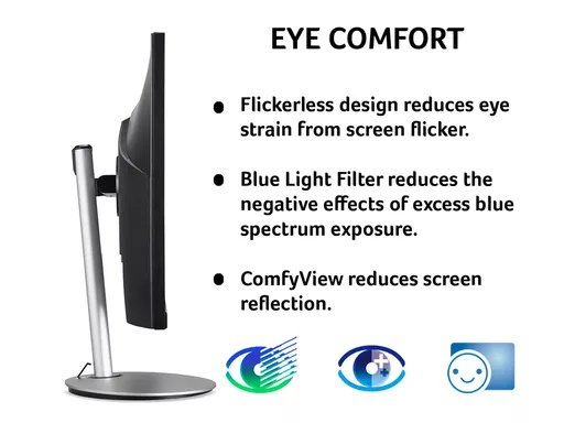 Acer CB2 CB242Ysmiprx 23.8 inch FHD Monitor (IPS Panel, FreeSync, 75Hz, 1ms, HDR 10, Height Adjustable Stand, DP, HDMI, VGA, Silver/Black)