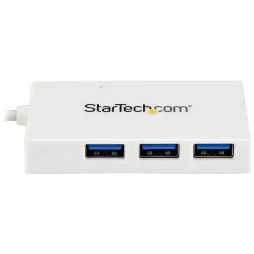 StarTech.com 4 Port USB C Hub with 1x USB-C & 3x USB-A Ports (SuperSpeed 5Gbps) - USB Bus Powered - Portable/Laptop USB 3.0 Adapter Hub - USB 3.1 Gen 1/USB 3.2 Gen 1 Type-C Hub - White~4 Port USB C Hub with 1x USB-C & 3x USB-A Ports (SuperSpeed 5Gbps) - U