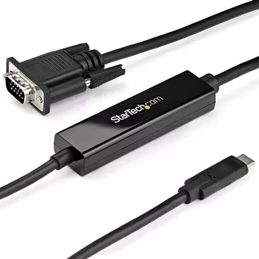 StarTech.com 3ft/1m USB C to VGA Cable - 1920x1200/1080p USB Type C to VGA Video Active Adapter Cable - Thunderbolt 3 Compatible - Laptop to VGA Monitor/Projector - DP Alt Mode HBR2