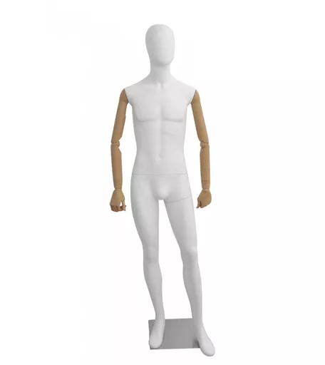 Matt White Faceless Male Mannequin with Articulated Arms