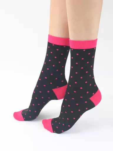 Pretty Polly Black and Pink Spot Socks 2.jpg