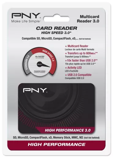 PNY High Performance Reader 3.0 card reader USB 3.2 Gen 1 (3.1 Gen 1) Black