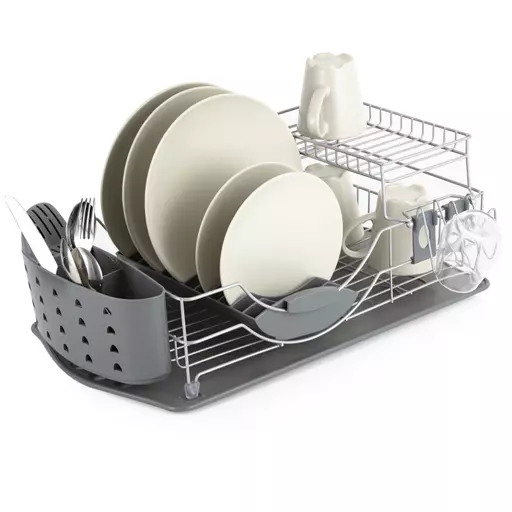 Compact 2 Tier Dishrack with Cutlery Holder