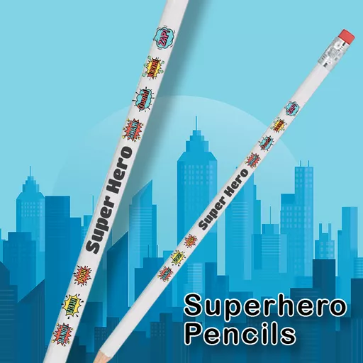 Superhero Personalised Pencil with Eraser (100 pencils)