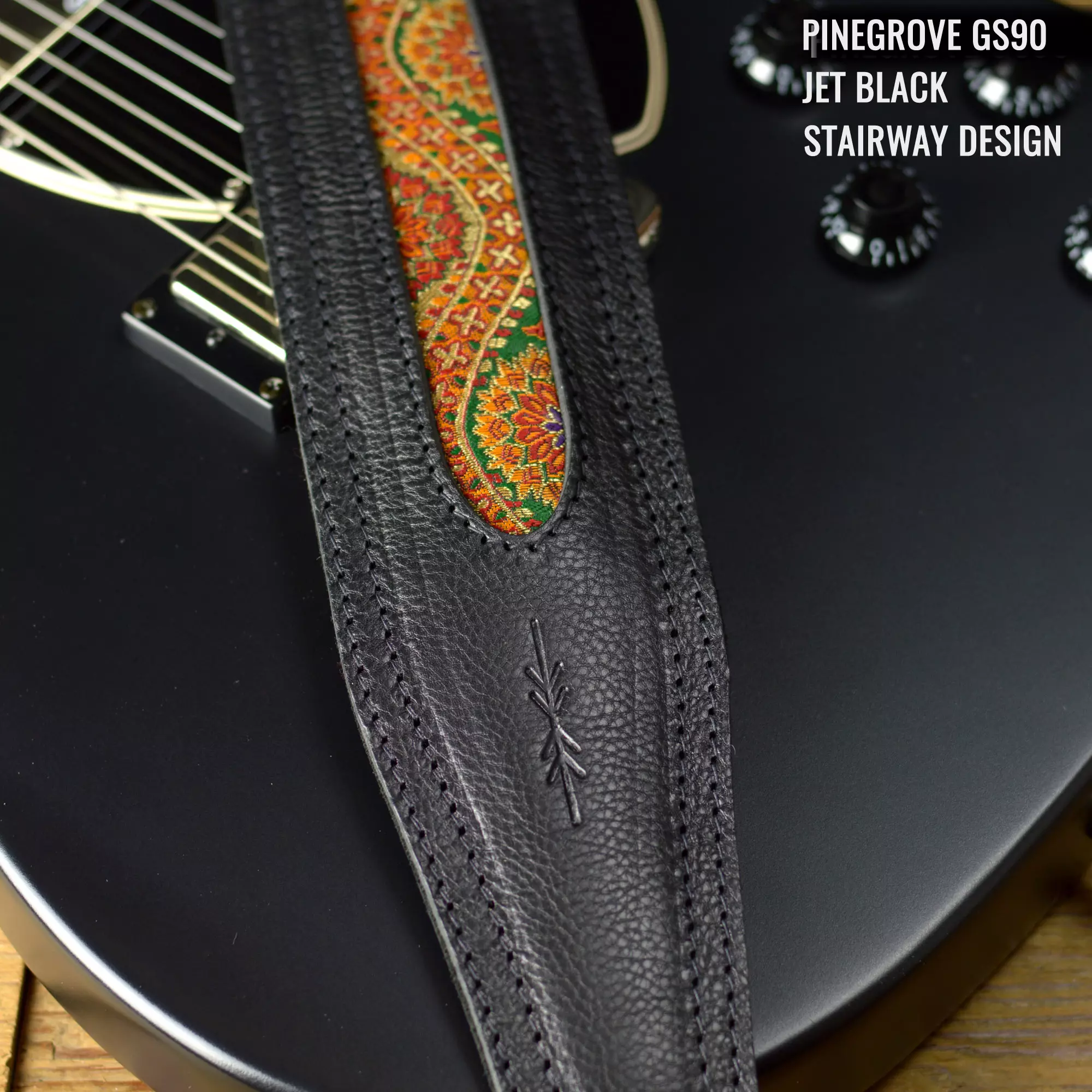 GS90 black stairway Pinegrove guitar strap.jpg