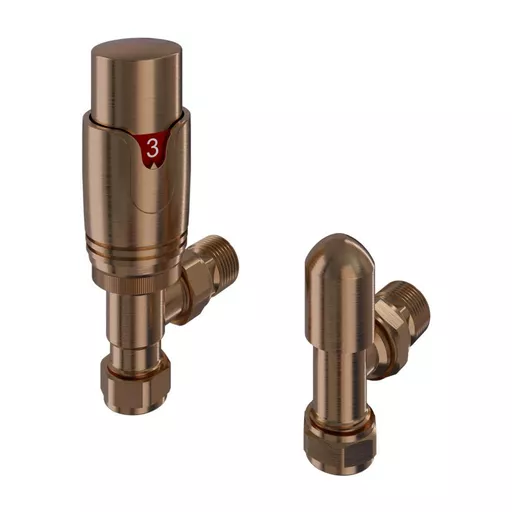 15mm Angled TRV and Lockshield Valve	 Brushed Bronze