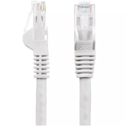 StarTech.com 50ft CAT6 Cable - White CAT6 Ethernet Cable - Gigabit Ethernet Wire - 650MHz 100W PoE RJ45 UTP CAT 6 Network/Patch Cord Snagless - Fluke Tested/Wiring is UL Certified/TIA