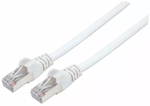 Intellinet Network Patch Cable, Cat7 Cable/Cat6A Plugs, 0.25m, White, Copper, S/FTP, LSOH / LSZH, PVC, RJ45, Gold Plated Contacts, Snagless, Booted, Lifetime Warranty, Polybag