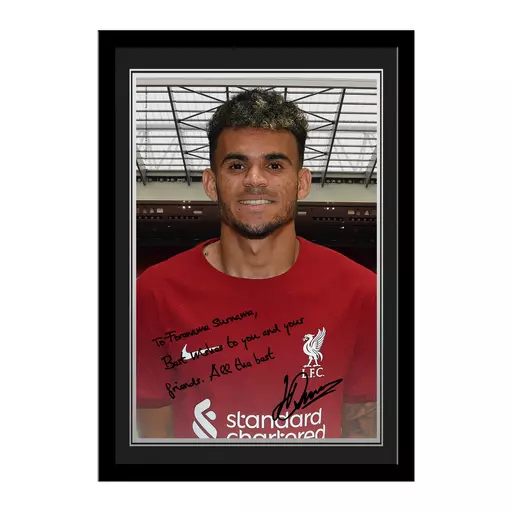 Liverpool FC Luis Diaz Autograph Photo Framed