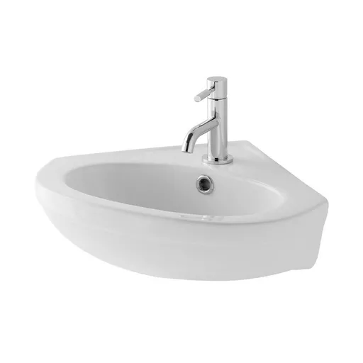 Dura 46cm x 42cm 1 Tap Hole Ceramic Corner Basin - White