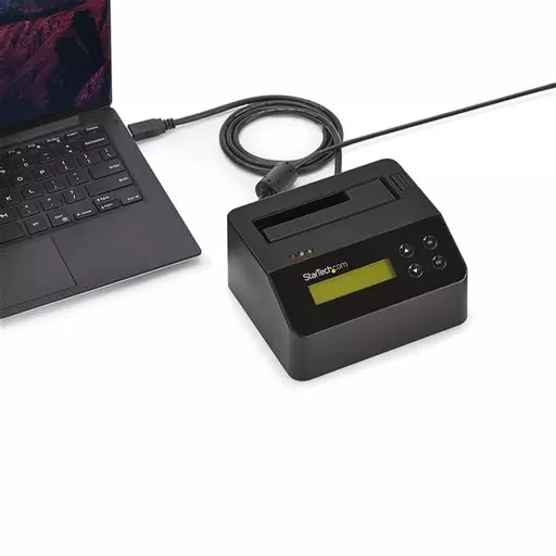 StarTech.com Single Bay Hard Drive Eraser, Standalone HDD/SSD Sanitizer, USB 3.0 to SATA II (3 Gbps), 9 Erase Modes, LCD Display, Secure Erase Hard Disk Sanitizer Dock, DB-9 Printer Port, TAA Compliant