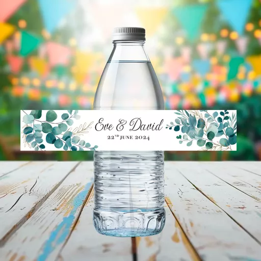 Personalised Eucalyptus Water Bottle Stickers- Pack of 100