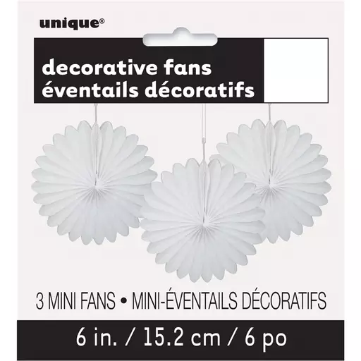 White Decorative Fans - Pack of 3