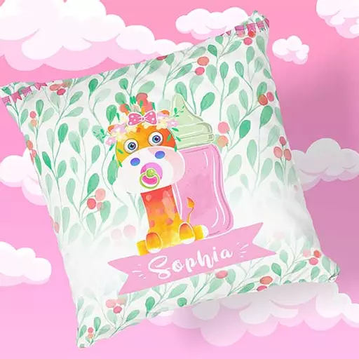 Personalised baby cushion cute design with weight name date