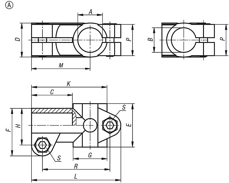 T Tube Clamp. To Suit 12mm Round Tubes. Stainless Steel.