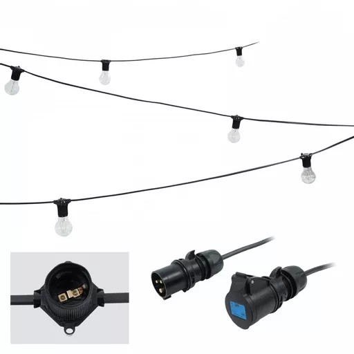 PCE 50m ES Festoon 3m Spacing with 16A Plug & Socket