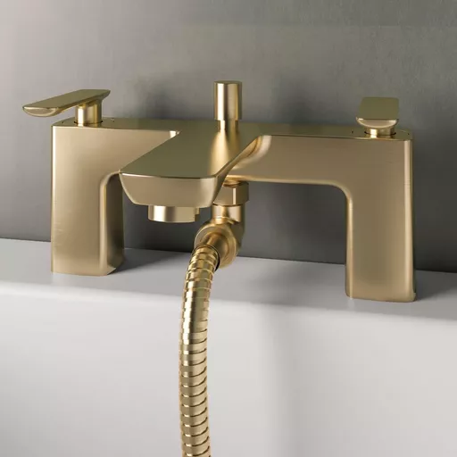 Helston  Bath Shower Mixer Tap (BSM) with Handset in Brushed Brass