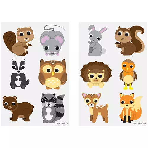 Woodland Tattoos (Card of 6) - Pack of 96