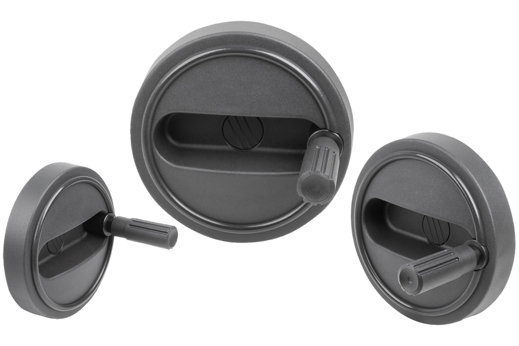 K0257 Inch - Handwheels With Revolving Cylinder Grip In Plastic