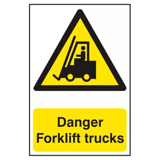 ASEC `Danger Forklift Trucks` 200mm x 300mm PVC Self Adhesive Sign