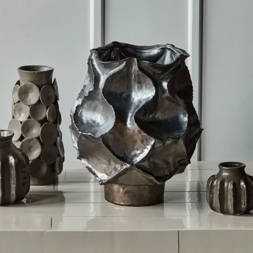 Vase, Waves, Antique metallic