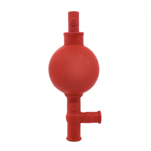 Pipette fillers, acid resistant plastic, for precision filling and dispensing from all standard pipettes, red 25 cm3, complete with release valve for rapid pipetting